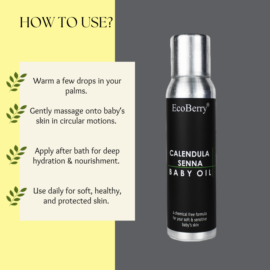 Calendula Senna Baby Oil - EcoBerry - Usage Instructions