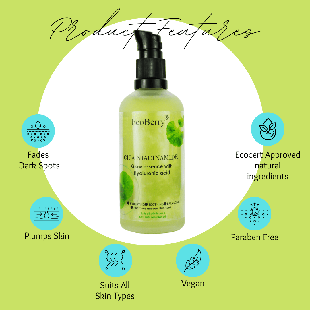 Centella Asiatica (CICA) Niacinamide Glow Essence With Hyaluronic Acid - EcoBerry