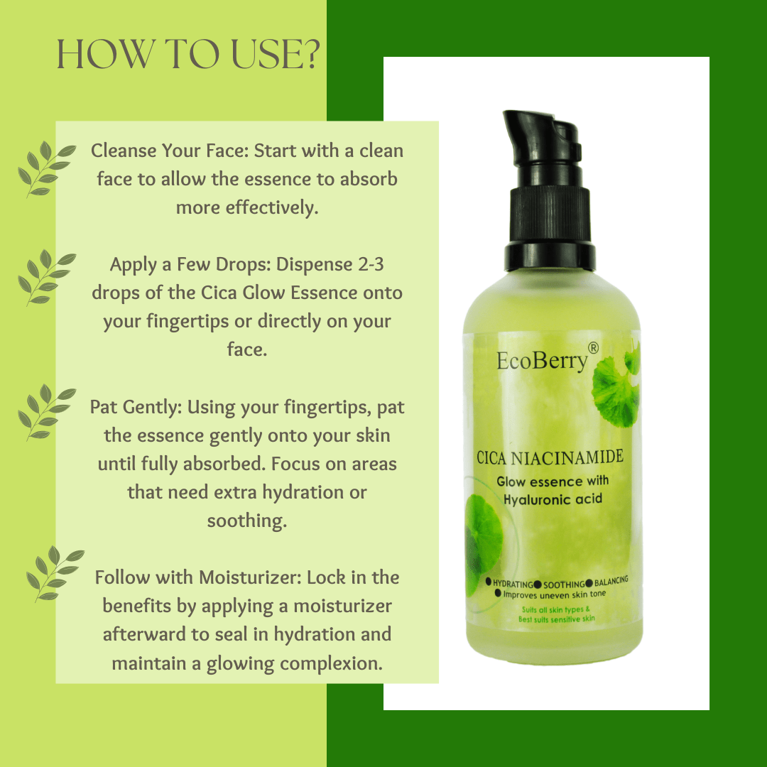 Centella Asiatica (CICA) Niacinamide Glow Essence With Hyaluronic Acid - EcoBerry