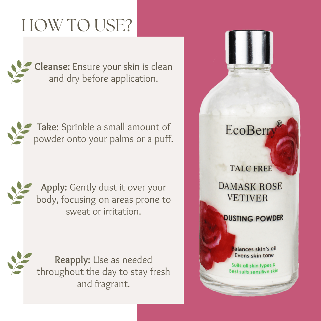 Damask Rose Vetiver Dusting Powder - EcoBerry