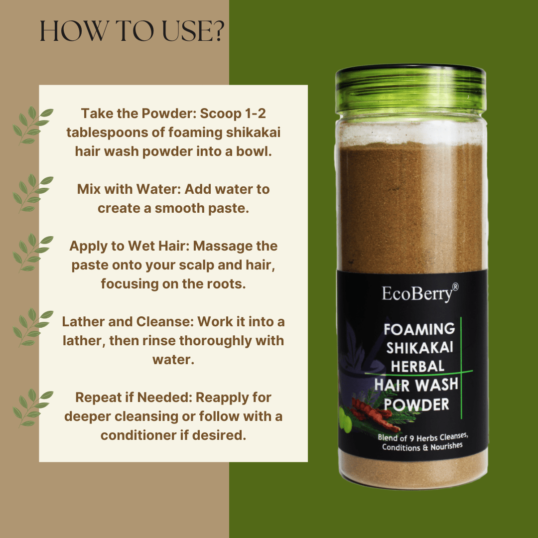 Foaming Shikakai Herbal Hair Wash Powder - EcoBerry - Usage Instructions