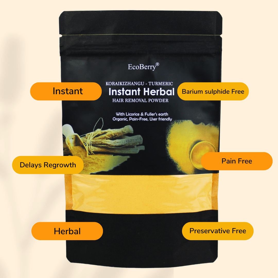 Koraikizhangu Wild Turmeric Instant Herbal Hair Removal Powder - EcoBerry
