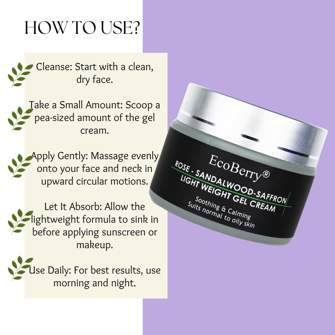 Rose Sandalwood Saffron Light Weight Gel Cream - EcoBerry