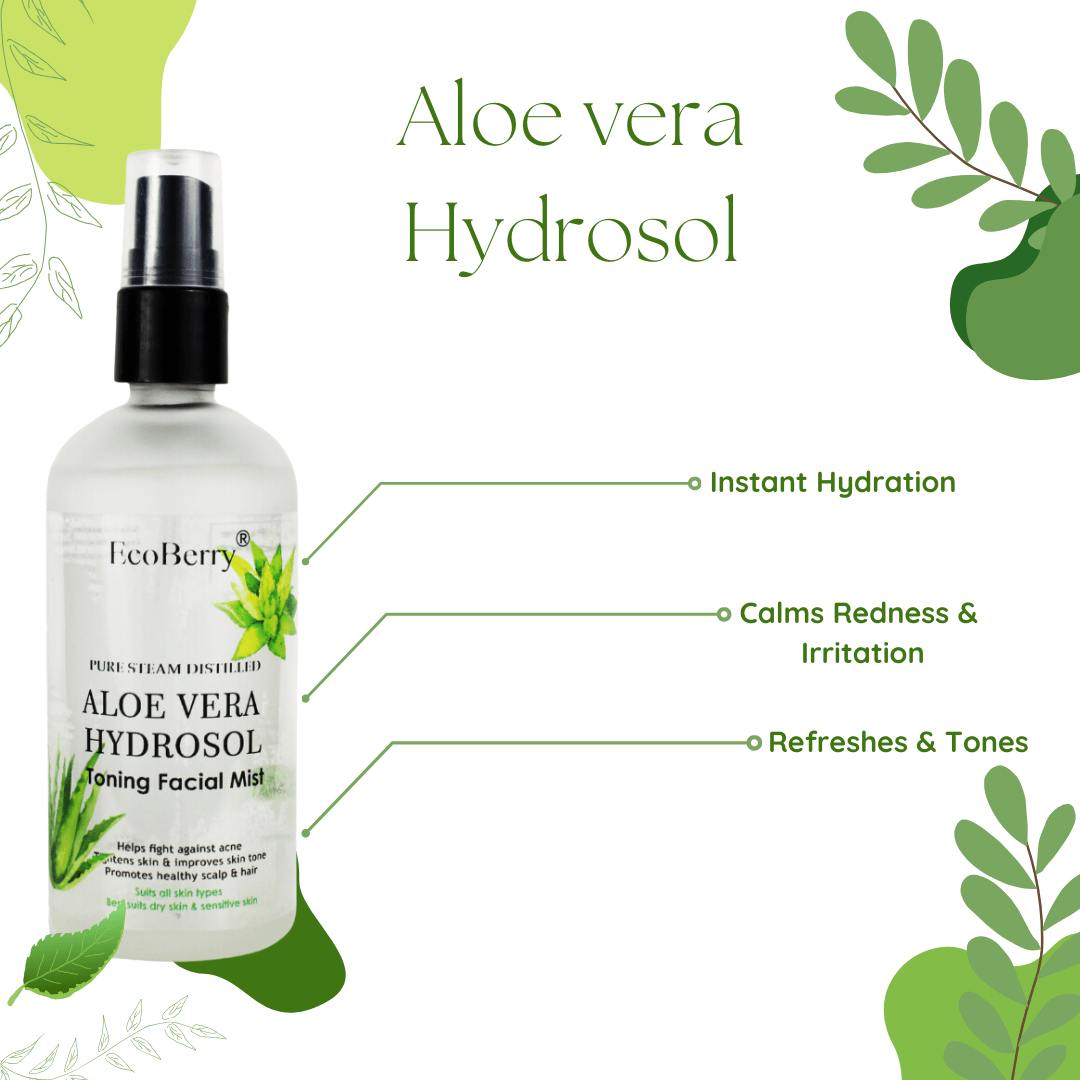 Steam Distilled Aloe vera Hydrosol Toning Mist - EcoBerry - Uses