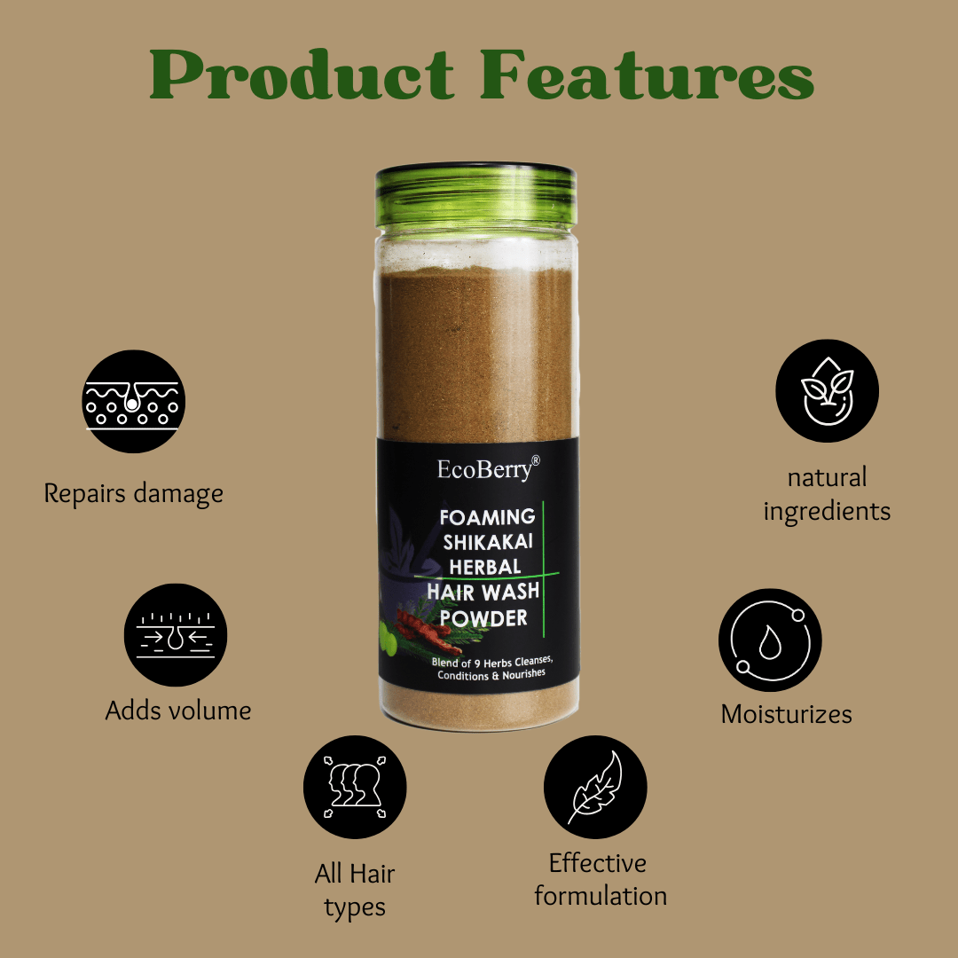 Foaming Shikakai Herbal Hair Wash Powder - EcoBerry - Features
