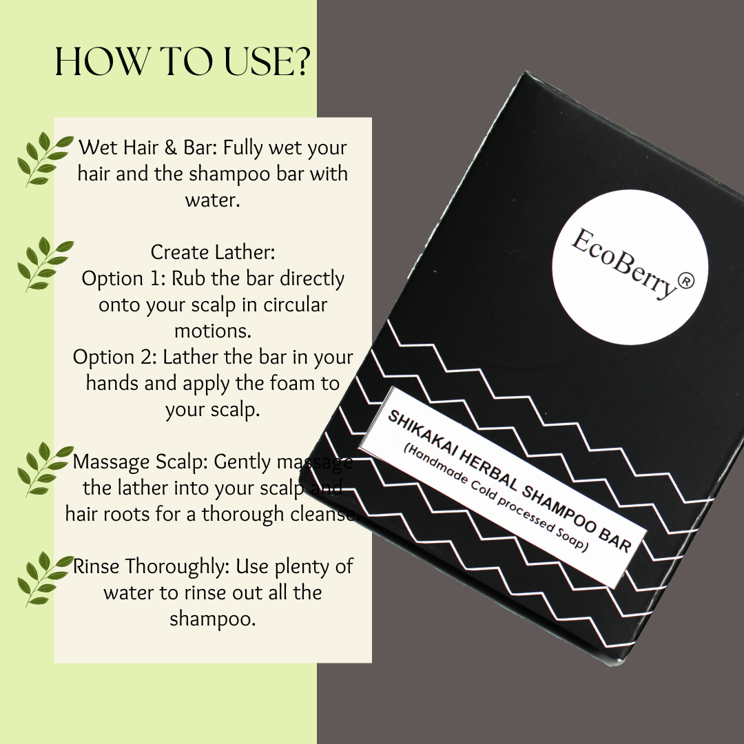 Herbal Shikakai Shampoo Bar - EcoBerry - Usage Instructions