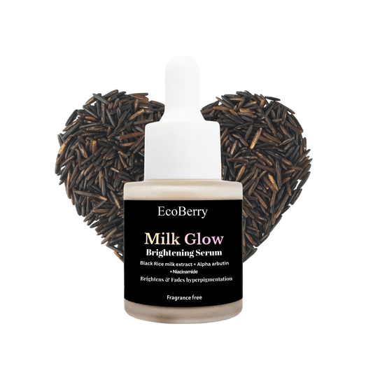 Milk Glow Brightening Serum With Black Rice Extract, Alpha Arbutin, Niacinamide & Hyaluronic Acid - EcoBerry