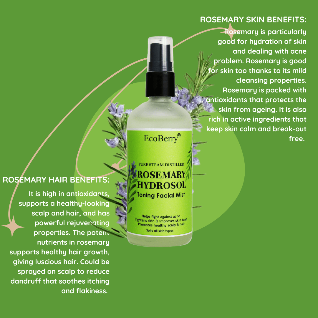 Steam Distilled Rosemary Hydrosol Toning Mist - EcoBerry