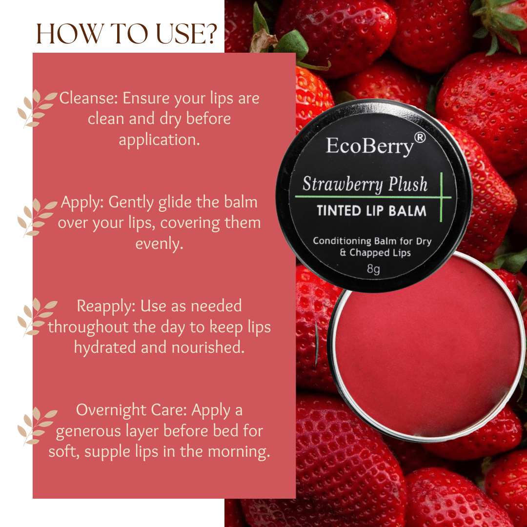 Strawberry Plush Tinted Lip Balm - EcoBerry - Usage Instructions